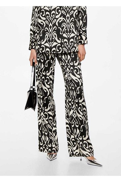MANGO Woman Patterned Satin Trousers