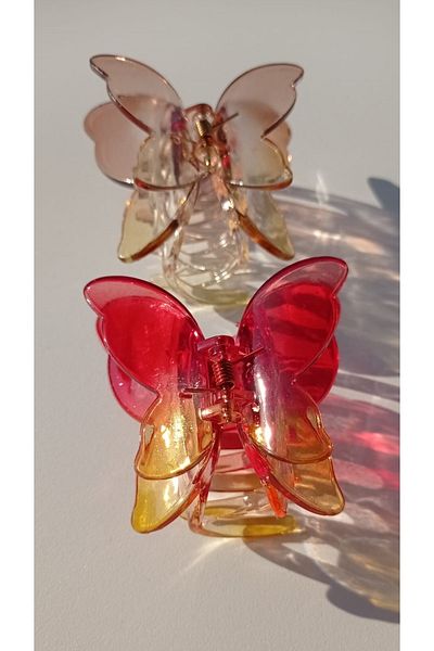 İLKYAZ Accessory Acrylic Double Winged Butterfly Latch Buckle Set of 2