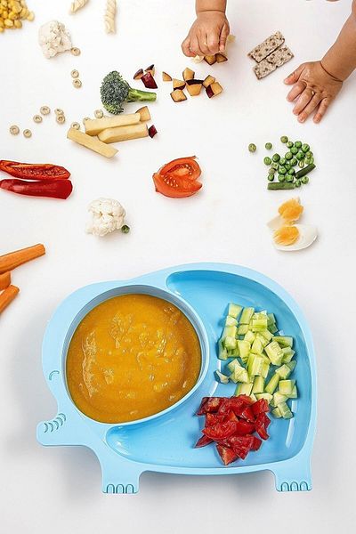 Mamas Bestie Blue Elephant Food Plate