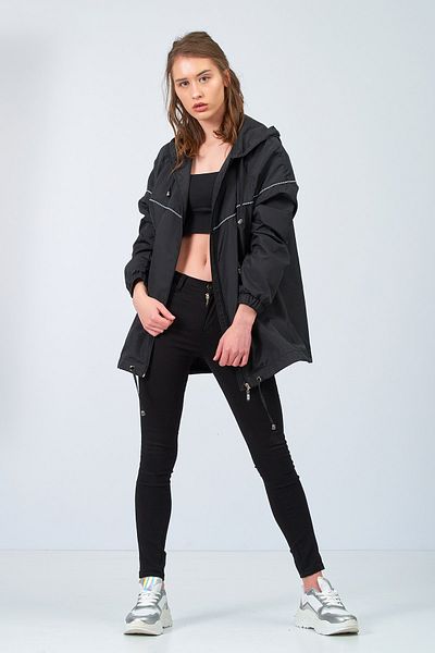 Moda Tuğram Women's Black Raincoat