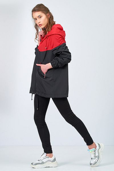 Moda Tuğram Women's Black Red Raincoat