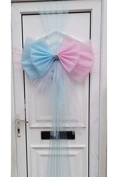 ecrin tuhafiye hobi Pembe Mavi Pratik Kapı Tülü + Kapı Süsü Aksesuar