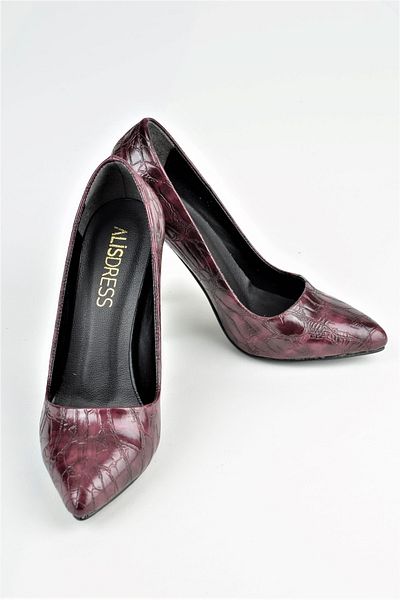 ALİS DRESS Claret Red Crocodile 11 cm Heeled Stiletto