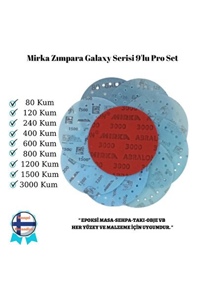 MİRKA Epoksi Reçine Zımpara Seti Galaxy Serisi 9'lu Set Pro