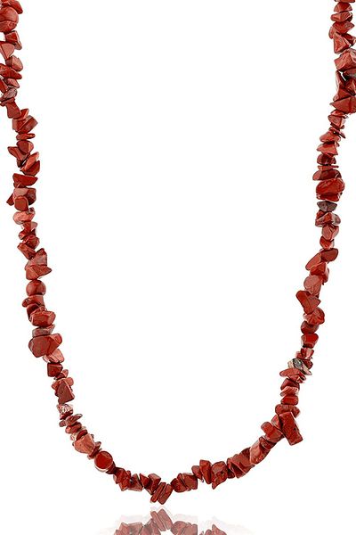 Tesbih Atölyesi Certified Natural Red Jasper Cracked Stone Necklace