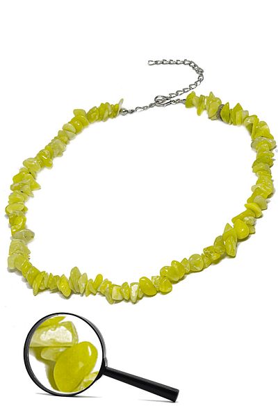 Tesbih Atölyesi Certified Natural Zebercet - Peridot Broken Stone Necklace