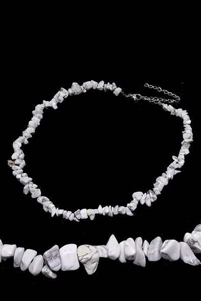 Tesbih Atölyesi Certified Natural Howlite Broken Stone Necklace