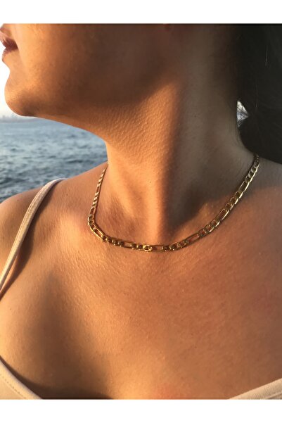 serapis accessories Altın Kaplama Figaro Zincir Kolye