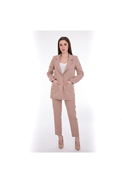 DEFİLE LUX Oversize Ceket Pantolon Takım Bej - Bıgger Serisi