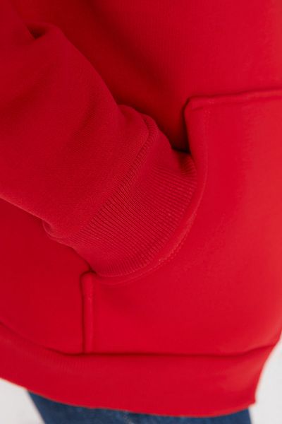 Trendyol Collection Rotes Oversize/Weite Passform Sweatshirt mit Reißverschluss und Kapuze aus dickem Fleece innen TWOAW21SW0840