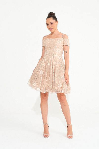 SpringStore Rochie de seara scurta Salmon Star