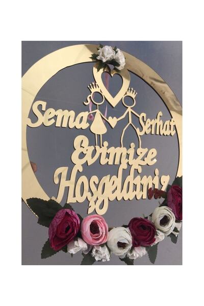 Evsay Özel Pleksi Kapı Süsü Çiçekli Model 30 Cm