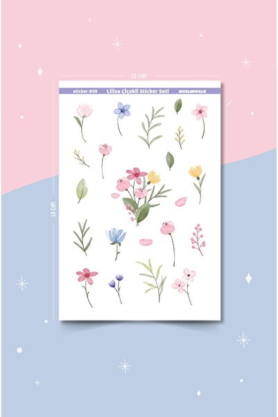 MuslimWalk Lilisa Çiçekli Sticker – Planlayıcı Sticker Seti #59