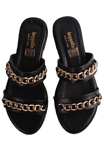 Loggalin 782608 014 Γυναικείες μαύρες παντόφλες μεγάλου μεγέθους