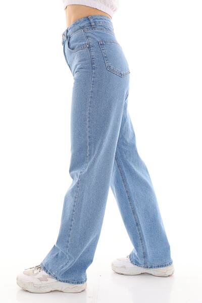 Trn JNS 90's Light Blue Lycra Super High Waist Loose Jean Trousers