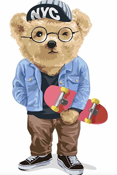 MegaSticker لوح تزلج رائع على شكل دمية دب مقاس 15 × 10 سم للسيارة ومحرك متنقل...