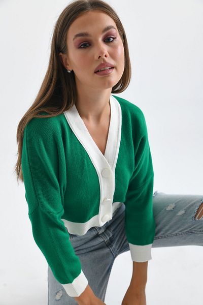 VOLT CLOTHİNG Γυναικεία Πλεκτά με κουμπιά Crop Oversize Ζακέτα