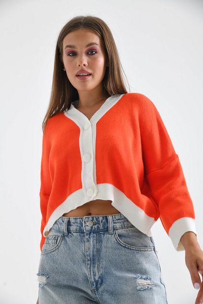VOLT CLOTHİNG Damen Strickjacke mit Knopfleiste, kurzer Oversize-Cardigan aus Strick