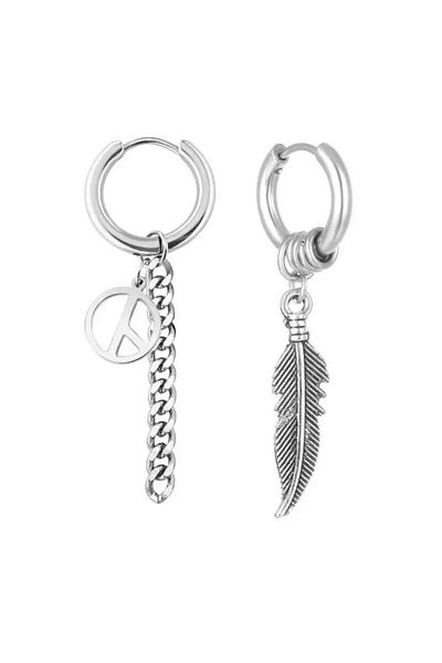Jaida Moda Unisex Silver K-pop Style Dangle Steel Hoop Earrings