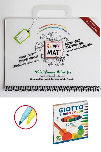 Akademi Çocuk -funny Mat - Mini Set (Travel Set) & Gietto 12-pack Turbo Color