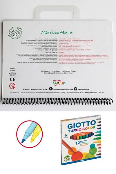 Akademi Çocuk -funny Mat - Mini Set (Travel Set) & Gietto 12-pack Turbo Color
