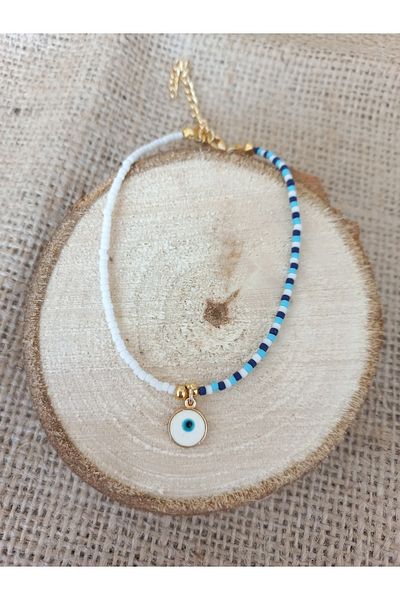 2A Sanat Round Evil Eye Bead Tip Afghan Beaded Anklet