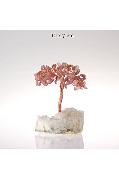 OSMANLI DEĞERLİ TAŞ Sertifikalı Çilek Kuvars, Kristal Kuvars Doğaltaş Ağaç 10...