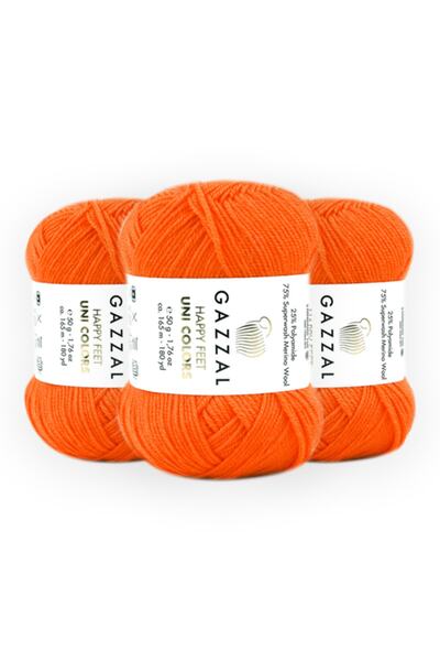 Gazzal Happy Feet 50gr 165mt 3'lü Paket %75 Yün Karışımlı El Örgü Ipligi Taka...