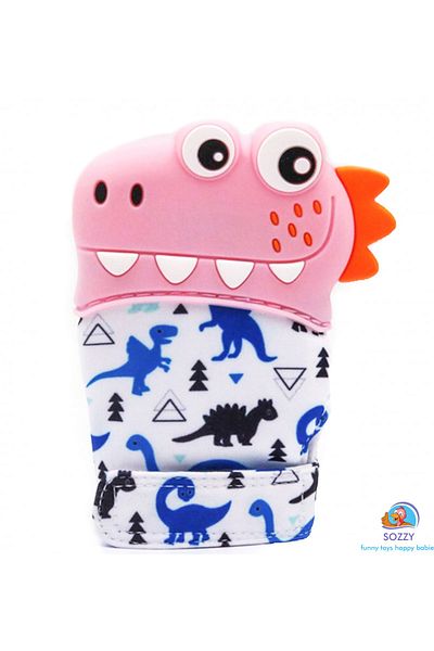 Sozzy Toys قفازات Sozzytoys واقي الفم على شكل ديناصور وردي