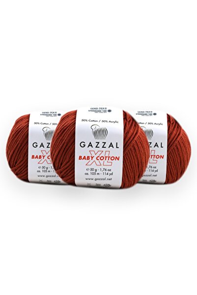 Gazzal Пряжа Baby Cotton XL 50 г, 3 шт., амігурумі, пунш для ручного в'язання...