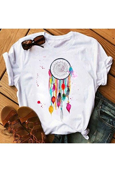 GALASHOP تي شيرت نسائي بطبعة زهور ريش Mod470