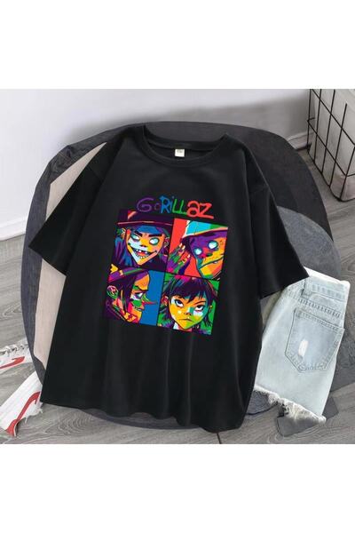 GALASHOP Gorillaz Unisex Siyah T-shirt