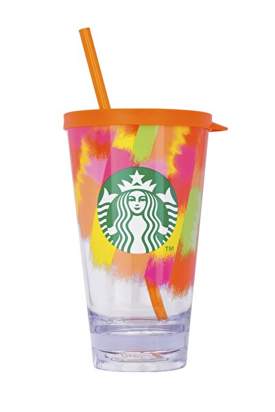 Starbucks كوب مشروبات باردة برتقالي اللون 591 مل
