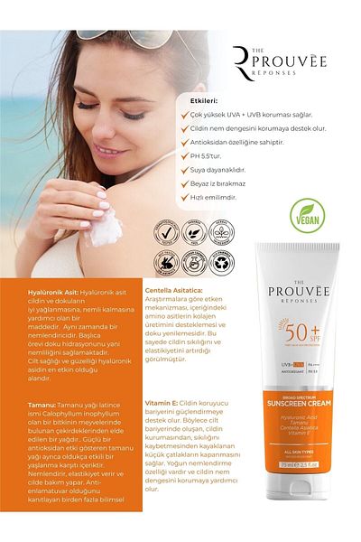 The Prouvee Reponses Sun Spf 50+| Pa++++ Very High Protective Sun Cream 75 Ml (vegan)
