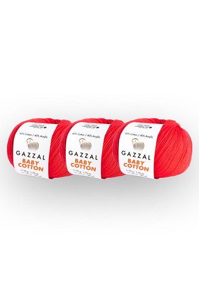 Gazzal Baby Cotton 50 Gr Pack of 3 Amigurimi Punch Hand Knitting Yarn Taka Yarn (3460)