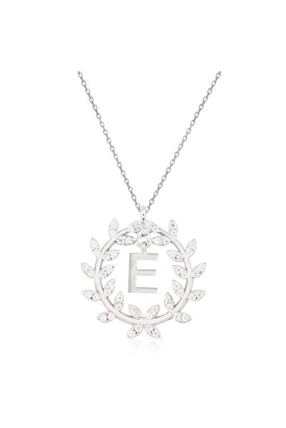 Silveranka 925 Ayar Gümüş Çelenk E Harfli Kolye