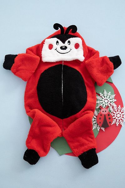 ALYAKİDS Unisex Children's Red Ladybug Jumpsuit Plush 5134