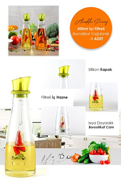 Anadolu Saray Çarşısı Fonksiyonlu Isıya Dayanıklı Borosilikat Cam 500ml Içi F...