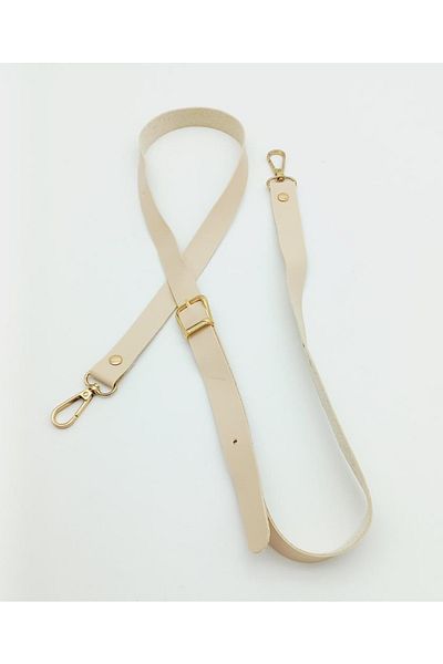 angel çanta aksesuar 120X2 cm Single Layer Cream Faux Leather Light Gold Buckle Bag Handle