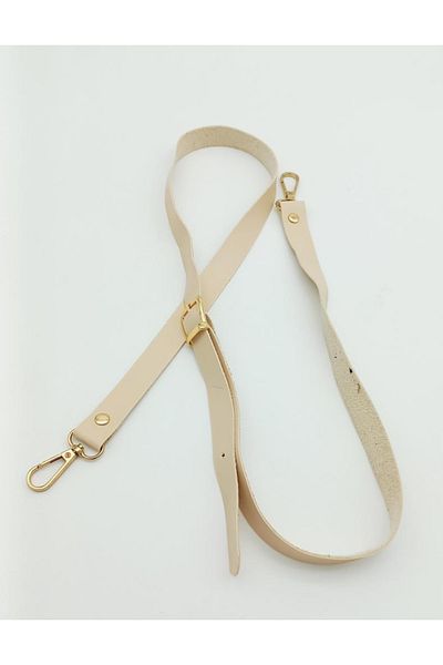 angel çanta aksesuar 120X2 cm Single Layer Cream Faux Leather Light Gold Buckle Bag Handle