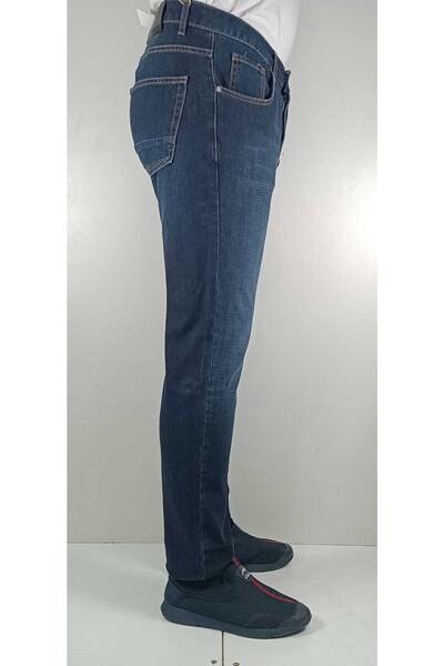 Bomonti Mckanzie Colored Drawstring Navy Blue Washed Classic Men's Flexible Davıt Jeans