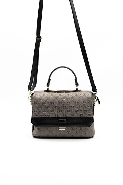 Silver Polo حقيبة كتف للنساء / البنات 838-37741 حقيبة نسائية M46 أسود بلاتيني...