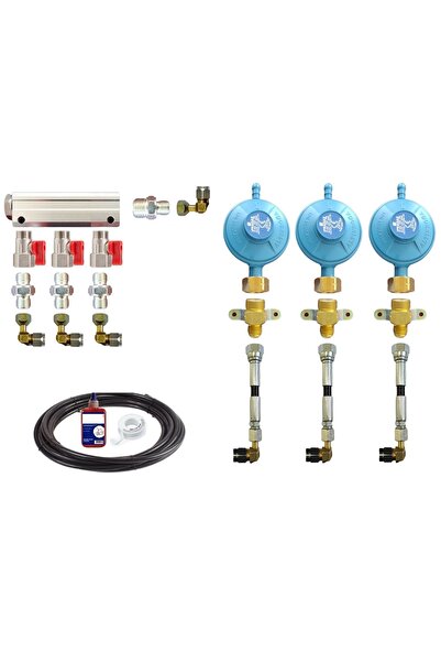7A MÜHENDİSLİK Karavan Lpg Dağıtıcı Kollektör Iç Tesisat Seti 3 Çıkışlı