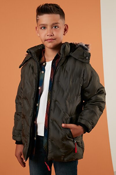 Lela Removable Hooded Coat with Plush Lining Inside Boy's Coat 5760013