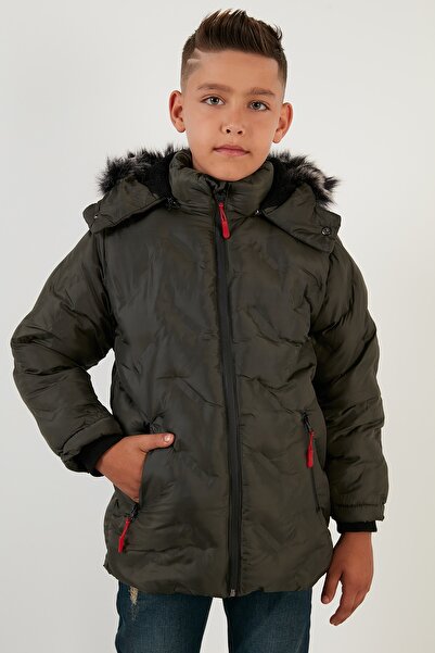Lela Removable Hooded Coat with Plush Lining Inside Boy's Coat 5760013