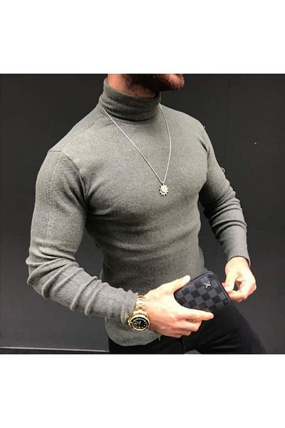 KEEP DOWN Turtleneck Sweater Ribbed Unisex