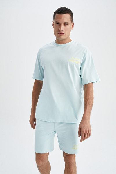 DeFacto Fit Oversize Fit Crew Neck Back Printed 100% Cotton T-Shirt