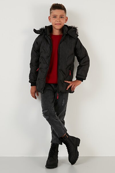 Lela Removable Hooded Coat with Plush Lining Inside Boy's Coat 5760013