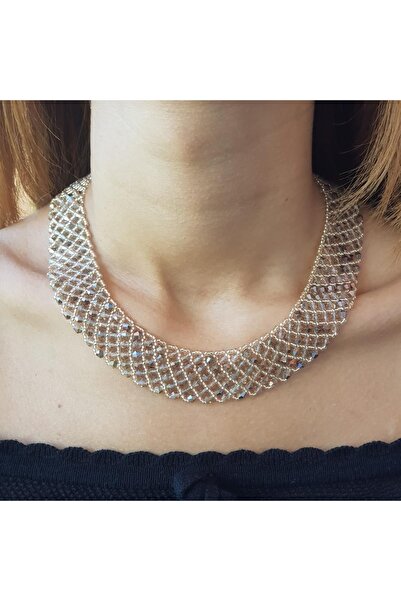 Handmade By HLY قلادة مصنوعة يدويًا من حجر الكريستال الذهبي