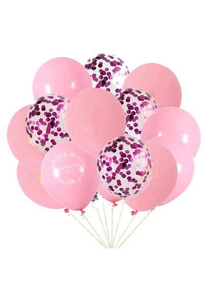 PARTİAVM Flamingo Theme Fuchsia Number Balloon Fuchsia Sequin Transparent Balloon Bouquet